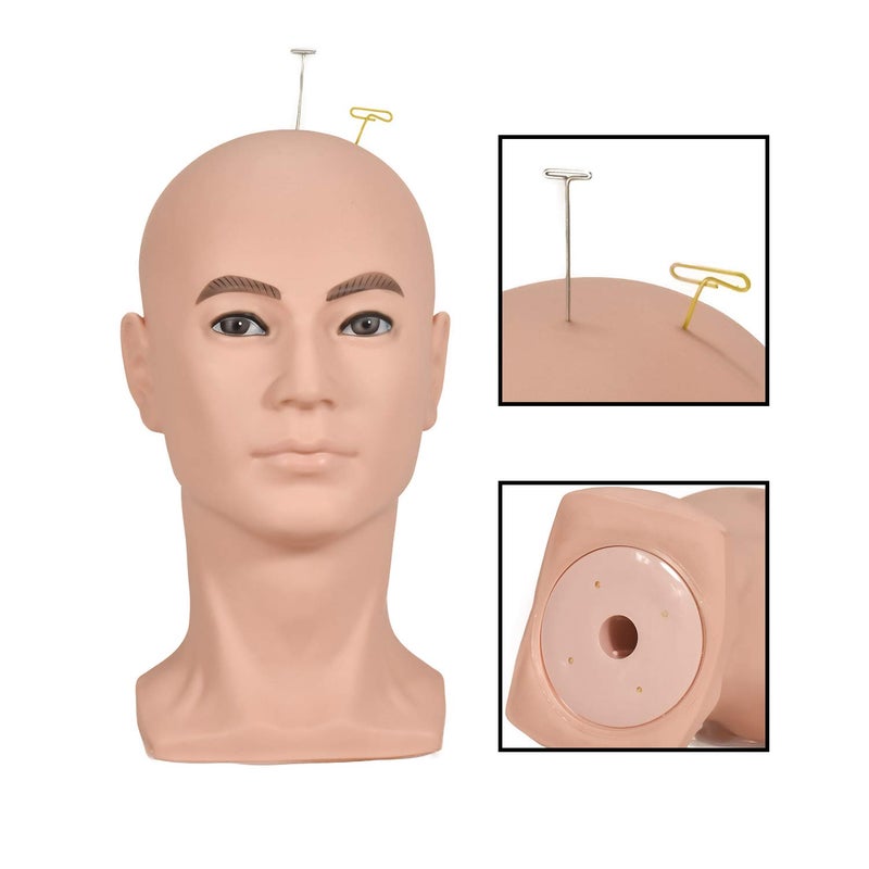 ZMS Male Mannequin Head Professional Training Head Manikin Bald Hat Display Wig Training Head Model with Free Table Clamp - Image 4
